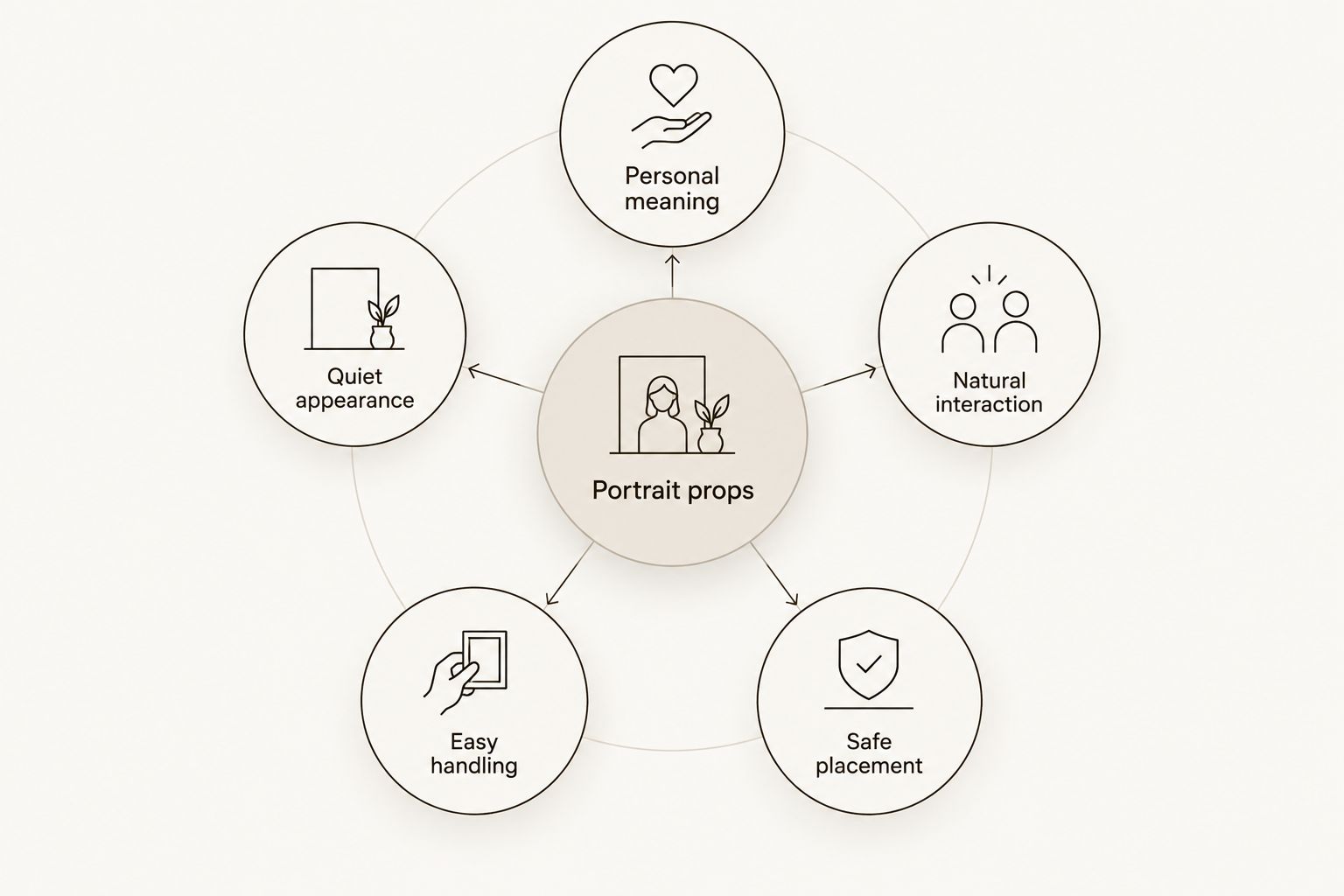 Five criteria for choosing family portrait props around a central portrait props label